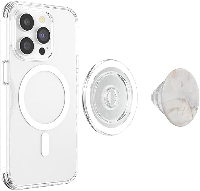 Cream White with Taupe Brown Veins PopSockets Adhesive PopGrip