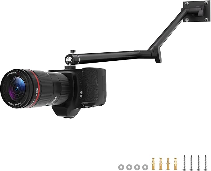 Mippko Articulating Camera Wall Mount with 1/4"-20 Threaded Compatible with DSLR/Security/Webcam/Action/LED Light/CCTV POV Camcorder Cameras,Adjustable Aluminium Alloy Arm Metal Base