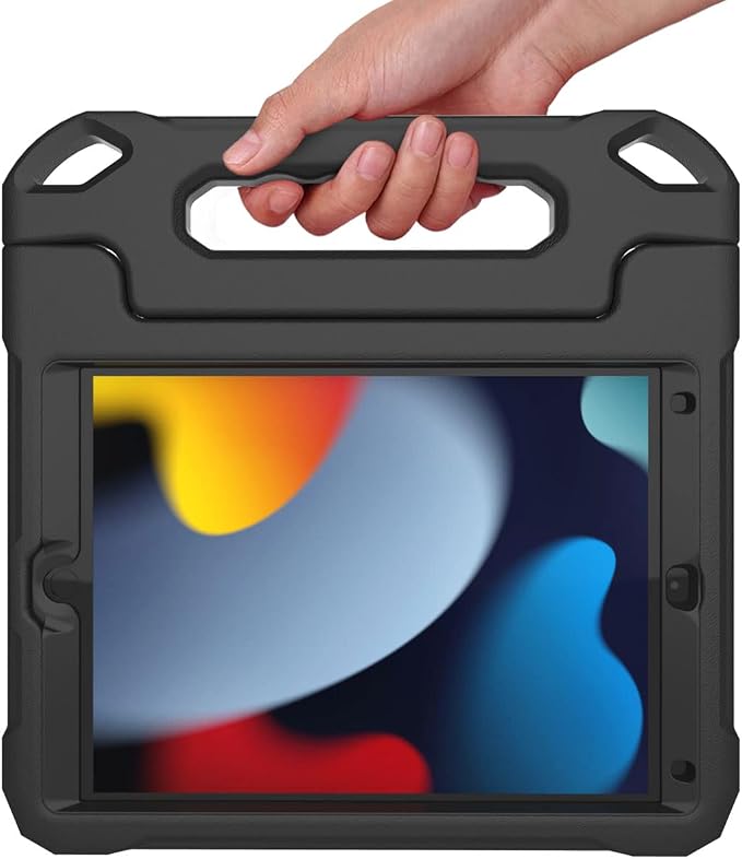 SUPLIK Kids Case for iPad 9th/8th/7th Generation -10.2 inch 2021/2020/2019 Built with Screen Protector Durable Shockproof Handle Stand Case for Apple iPad Gen 9/8/7 Black
