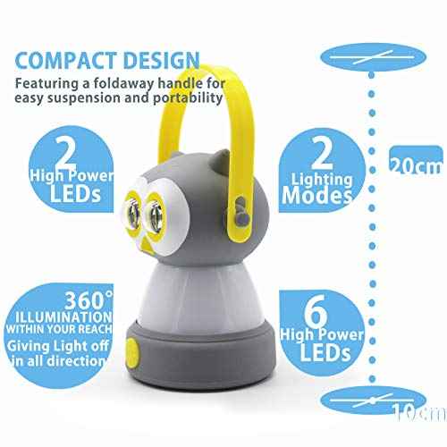 Outdoor Equipment LED Camping Lantern & Headlamp Set for Kids, FANT.LUX Battery Powered Night Light for Emergency, Hurricane, Lightweight Tent Lamp (Owl Set)