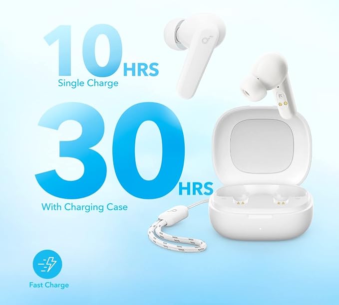 Soundcore by Anker P20i True Wireless Earbuds 10mm Drivers with Big Bass Bluetooth 5.3 30H Long Playtime Water-Resistant 2 Mics for AI Clear Calls 22 Preset EQs Customization via App