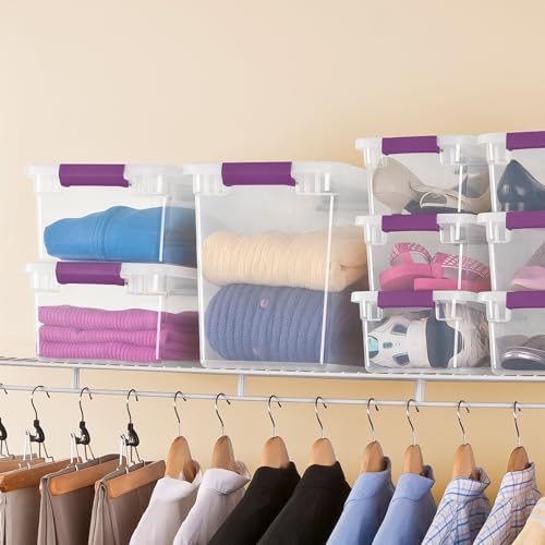 Sterilite 24-Pack 27 Quart ClearView Latch Box, Stackable Organizer Bins with Latching Lids - Clear Plastic Organization Containers for Closet, Bedroom, Shelving Units and Everyday Home Storage - size: 24 Pack, style: 27 Quart