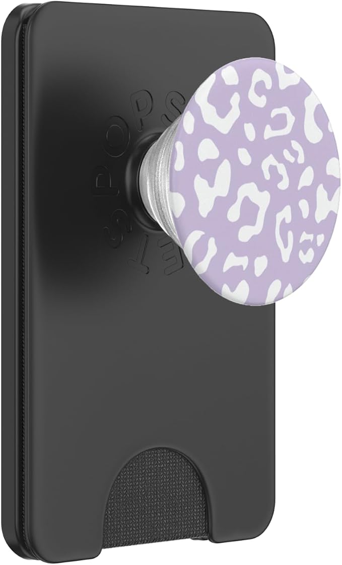 White Leopard Cheetah Light Pastel Purple PopSockets Adhesive PopGrip