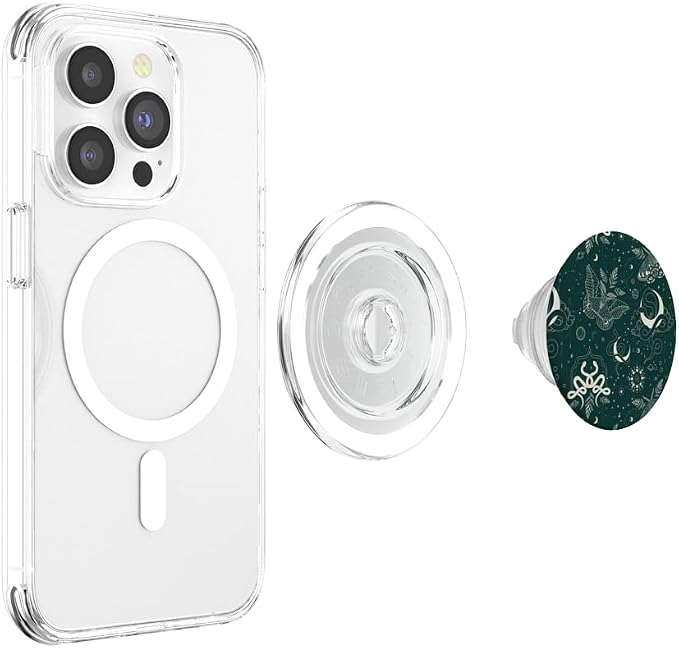 Dark Green Mystical Witchcore Celestial Night Moth &amp Snake PopSockets Adhesive PopGrip