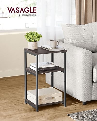 VASAGLE Side Table, Small End Table, Tall Nightstand for Living Room, Bedroom, Office, Bathroom, Chestnut Brown and Classic Black ULET273B74 - color: Chestnut Brown + Classic Black