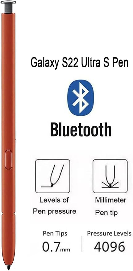 Galaxy S22 Ultra S Pen WithBluetooth Replacement for Samsung Galaxy S22 Ultra 5G Touch Stylus Pen S22 S Pen Replacement + Tips/Nibs (Black)