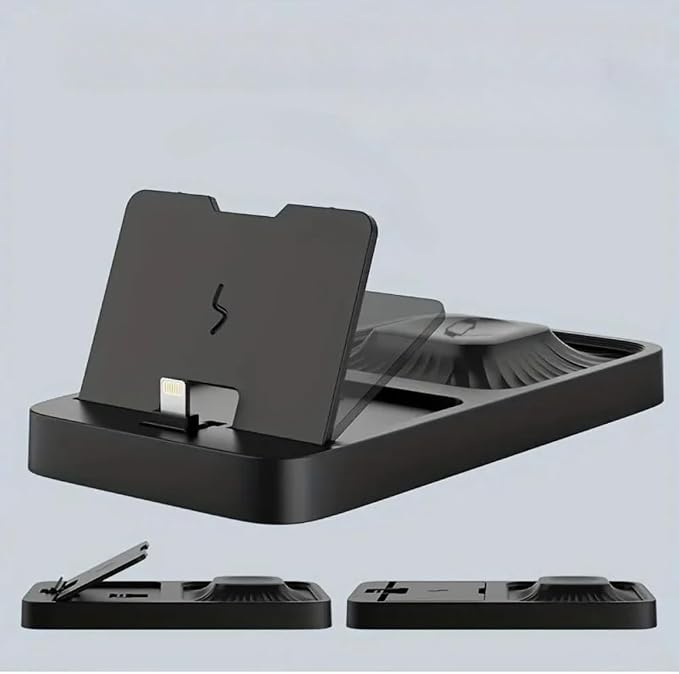 3 in 1 Desktop Foldable Wireless Charger Stand for iPhone 14 13 12 11 Pro Max 10 XS Apple Watch 10 9 8 7 6 5 4 3 2 AirPods Pro 2 (Black)