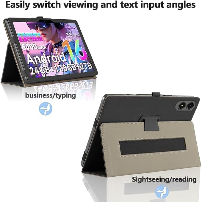 [NSFN] for YosaToo P13/Tabwee T50 Tablet CaseTabwee/YosaToo Tablet 11 Inch 2026 Protective Case with Handheld Band Premium PU Leather StandFunction Black