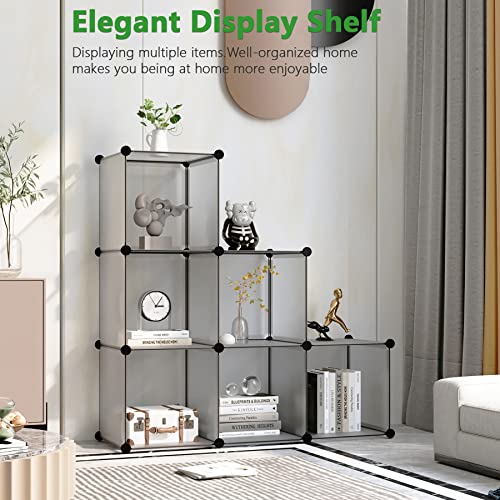 C&AHOME Cube Storage Organizer, 6-Cube Shelves Units, Closet Cabinet, DIY Plastic Modular Book Shelf, Ideal for Bedroom, Living Room, Office, 36.6" L x 12.4" W x 36.6" H Grey UPCS06G - color: Grey