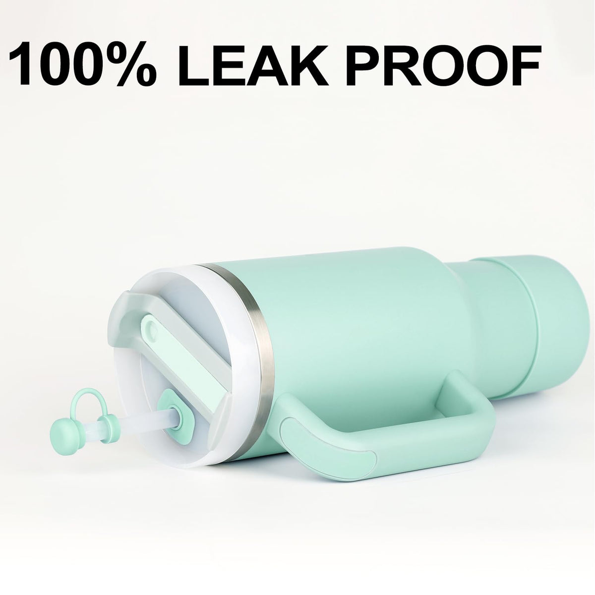 HYZ 8pcs Stanley Cup Accessories, Spill Proof Stopper & Boot Set, Seafoam