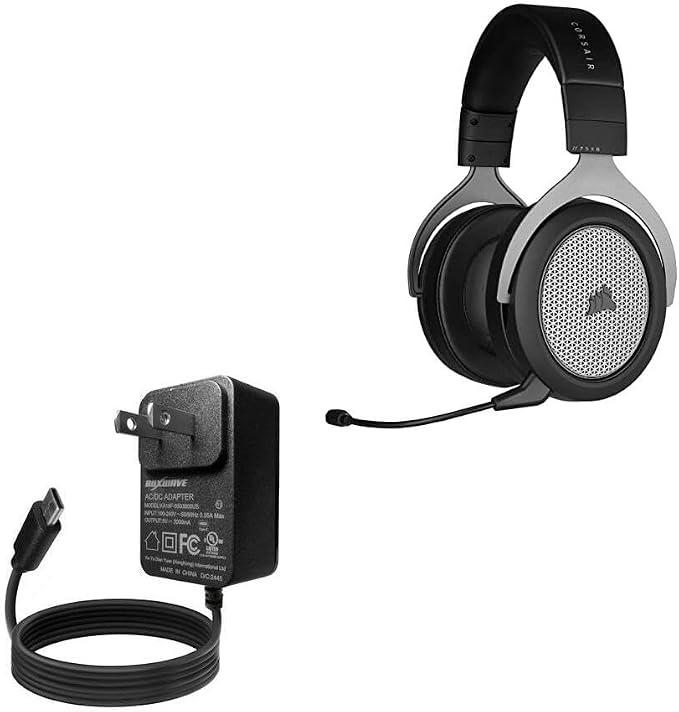 BoxWave Charger Compatible with Corsair HS75 XB Wireless - Wall Charger Direct (15W) Rapid Charge Your Device with Built-in 3ft Cable