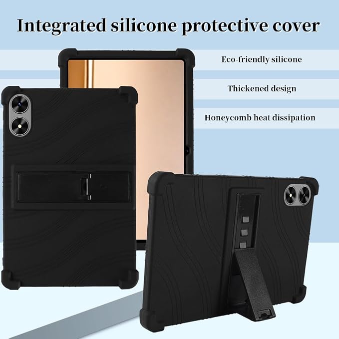 for SHARECLOUD P10_T Tablet CaseShockproof Lightweight Protective Silicone Adjustable Stand Cover for FIRYMID 1060C/Frameflow P10-A/Kairisy-P10A 10 inch Tablet (Black)