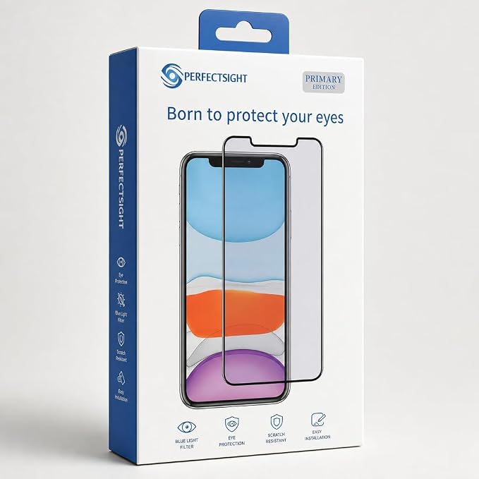 PERFECTSIGHT Anti Blue Light Screen Protector Designed for iPhone 14 Pro 2022 6.1 inch 2 Pack 6X Stronger Blue Light Blocking Tempered Glass - Eye Protection Anti Eye Fatigue Bubble Free