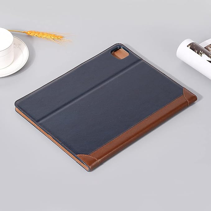 iPad Pro 13'' (M5 2025) (M4 2024) Case DMaos Vintage Book Synthetic Leather Stand Folio Smart Cover Auto Sleep/Wake Business Document Card Holder - Black
