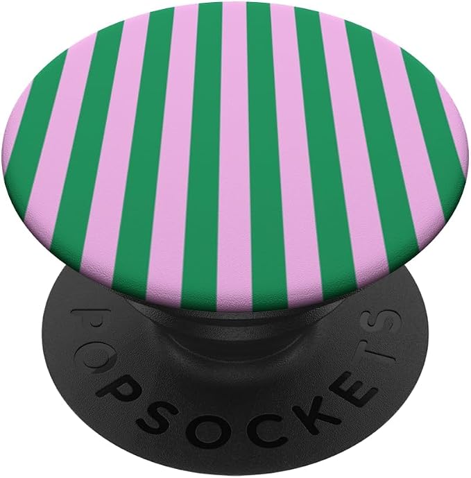 Green and Pink Striped Vertical Preppy Stripes Cute Girly PopSockets PopWallet for MagSafe
