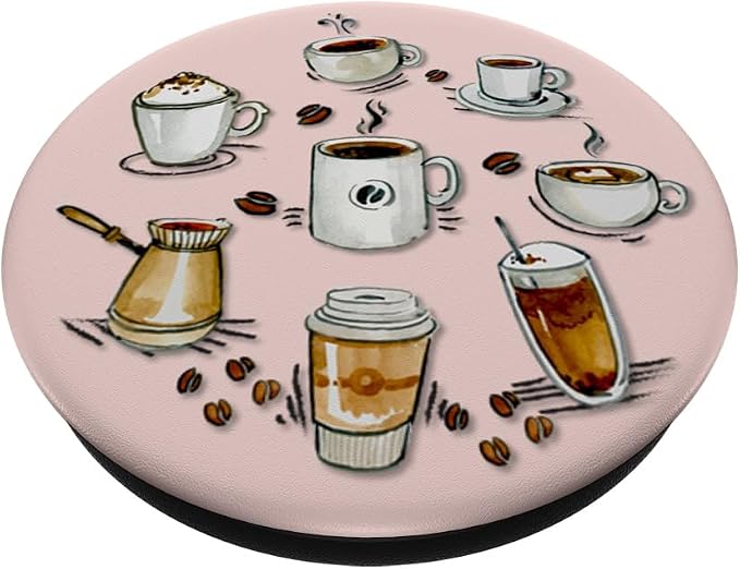 Cute Coffee Latte Art Gift for Mom Cafe Pink PopSockets Adhesive PopGrip