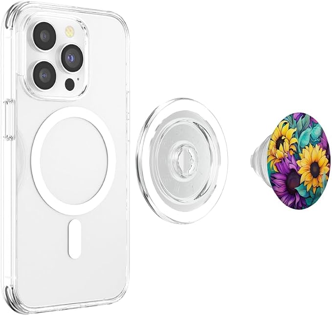 Teal Purple Sunflower Pastel Floral PopSockets Adhesive PopGrip