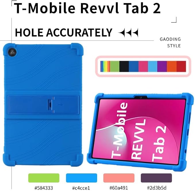 for Revvl Tab 2 Case (2025) Kids Soft Silicone Cover for Tmobile Revvl Tab 2 Tablet Case with Stand (Black)