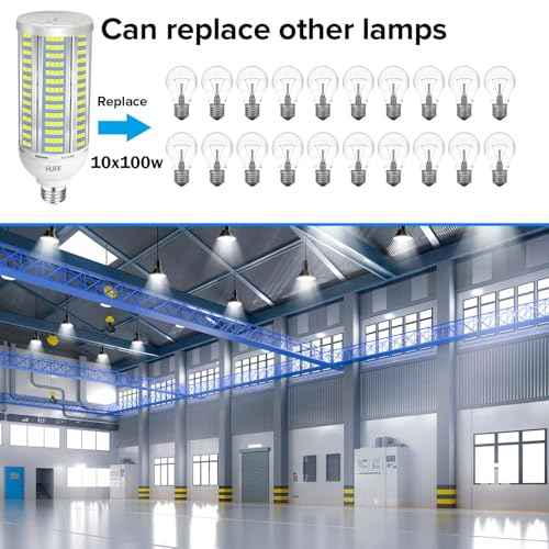 2-Pack 100W LED Corn Light Bulbs,5000K,AC110-277V,15000lm,E26/E39 Base,LED Replacement Metal Halide HID CFL for Commercial Industrial Lighting Warehouse High Bay Light Fixture Garage Workshop