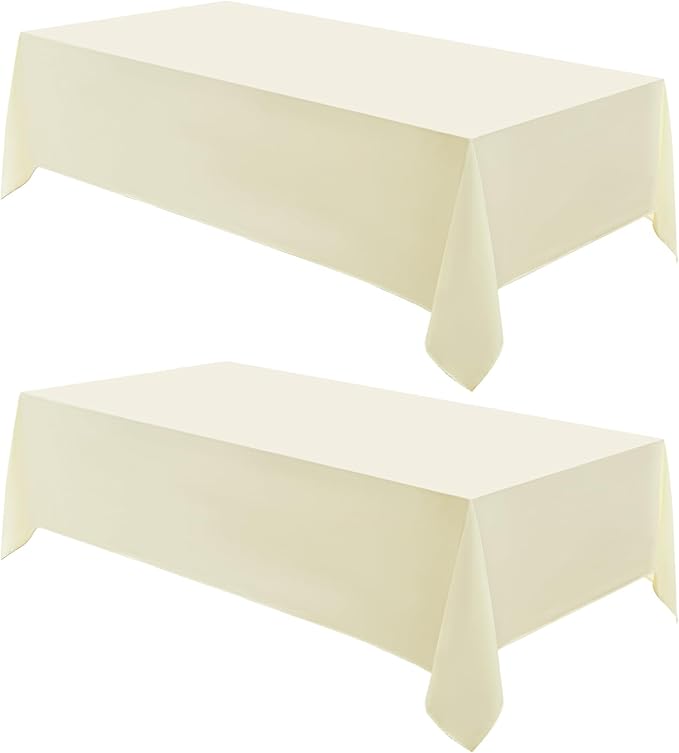 Rectangle Tablecloths 60x120 Inch 2 Pack Ivory Tablecloth for 6ft Washable Decorative Linen Polyester Table Cloths for 8ft Dining Table Banquets Buffet Parties and Wedding