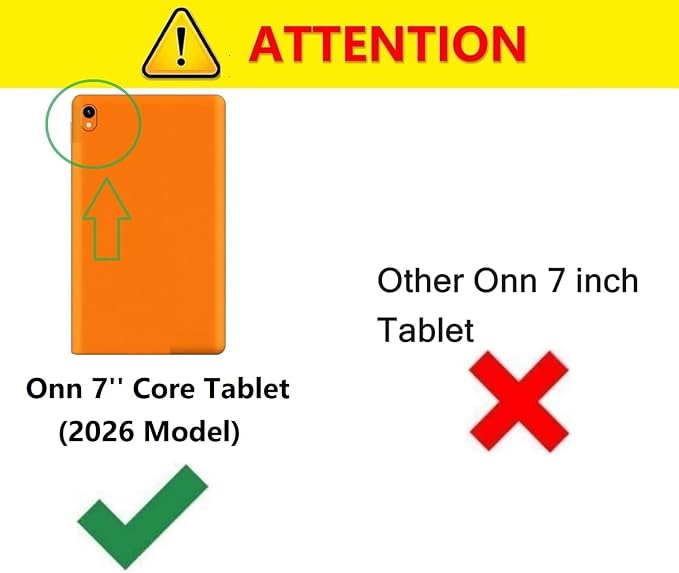 Case and Screen Protector for Onn 7 inch Core Tablet (2026 Model) PU Protective Folio Cover Case and Screen Protector for Onn 7 inch Core Tablet (Blue + Glass)