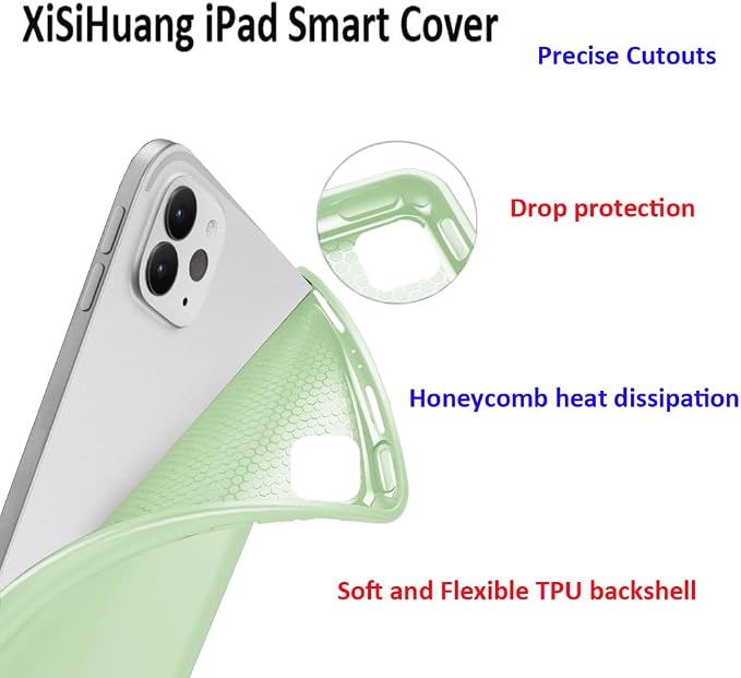 iPad Pro 11 Case 4th/3rd/2nd Gen Black | 2022/2021/2020 Lightweight Smart Folio Trifold Stand Auto Sleep/Wake Soft Silicone Back without Pencil Holder