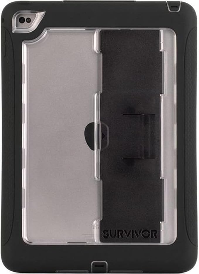 Rugged Case for Apple iPad mini 4 (A1538 A1550) Kickstand | Screen Protector | Polycarbonate Shell | Silicone Bumper | Full-Body | 6.6 ft. Drop-Tested | Black/Clear