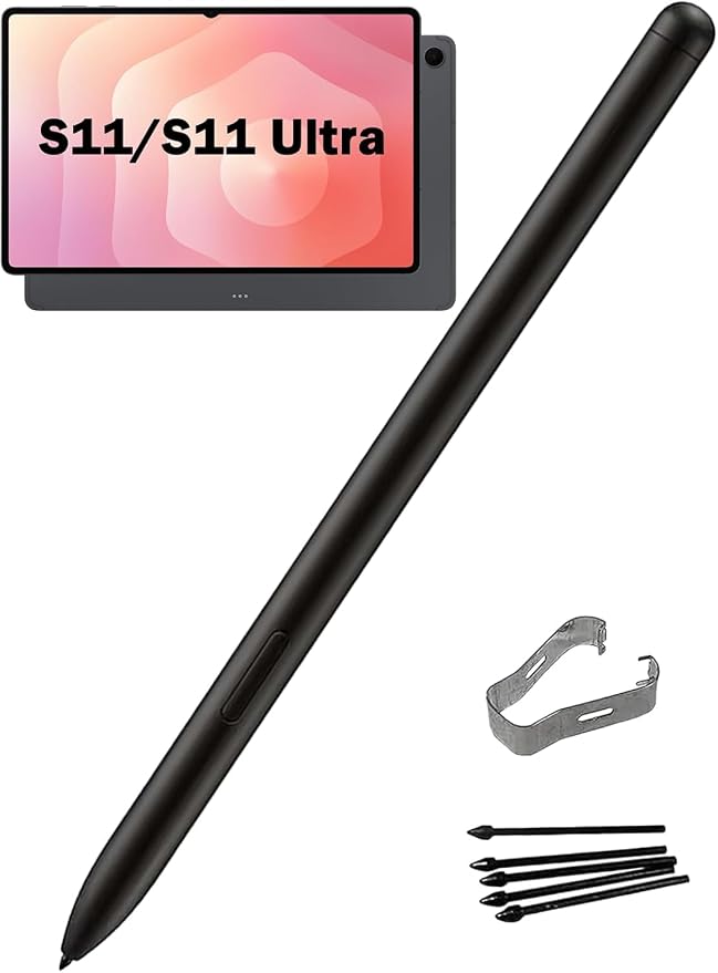 Galaxy Tab S11 Ultra S Pen Replacement for Samsung Galaxy Tab S11 Stylus Pen Replacement withoutBluetooth for Samsung Galaxy Tab S11 Pen+Free 5 Tips+1 Tweezer (Black)