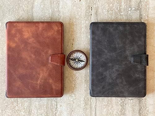 Genuine Leather Handmade iPad 10.2 Magnetic Closure Case with Separeted Compartments and Card Slots for Women &amp Men (8th Gen 2020) (7th Gen 2019) (Black)