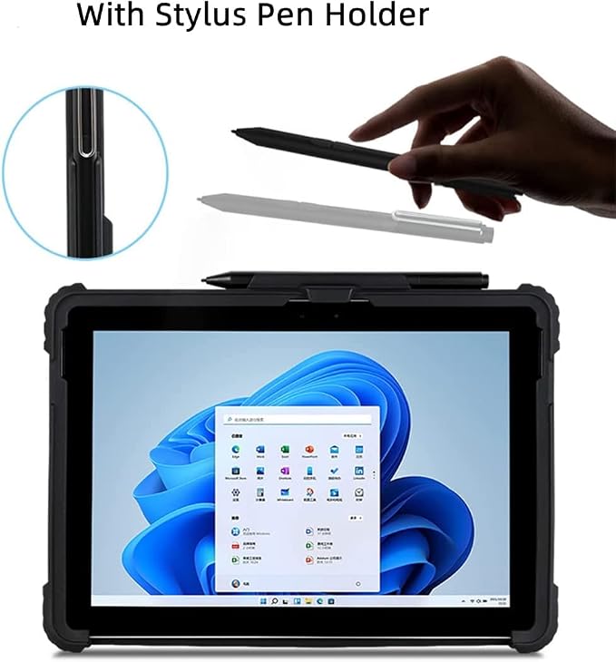 Surface Go4/Go3/Go2/Go Case Crystal Clear Multi-Angle Heavy Duty Rugged Shockproof Cover with Shoulder Strap Hand Strap Stylus Pen Holder Compatible with Keyboard
