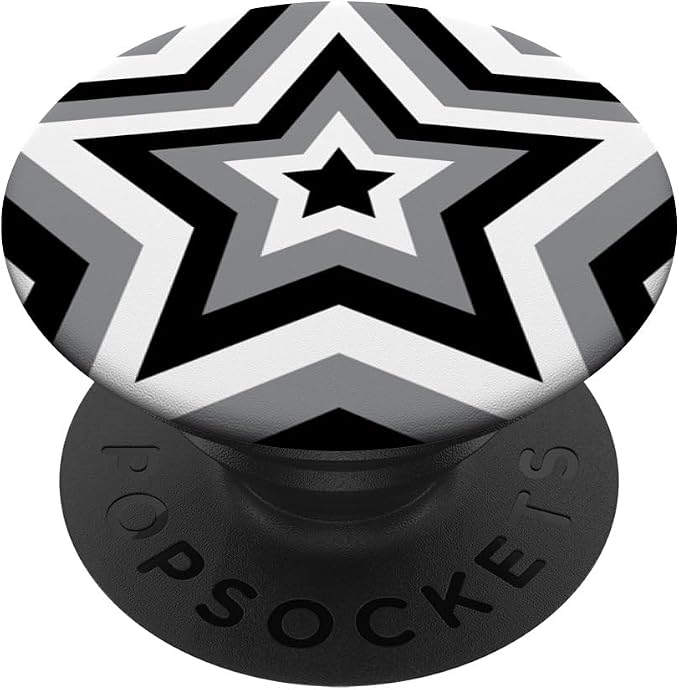 Aesthetic Star in Black and White PopSockets Adhesive PopGrip