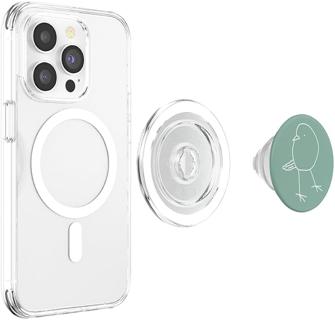 Cute Bird Line Art Nature Minimalist Modern Mint Sage Green PopSockets Adhesive PopGrip