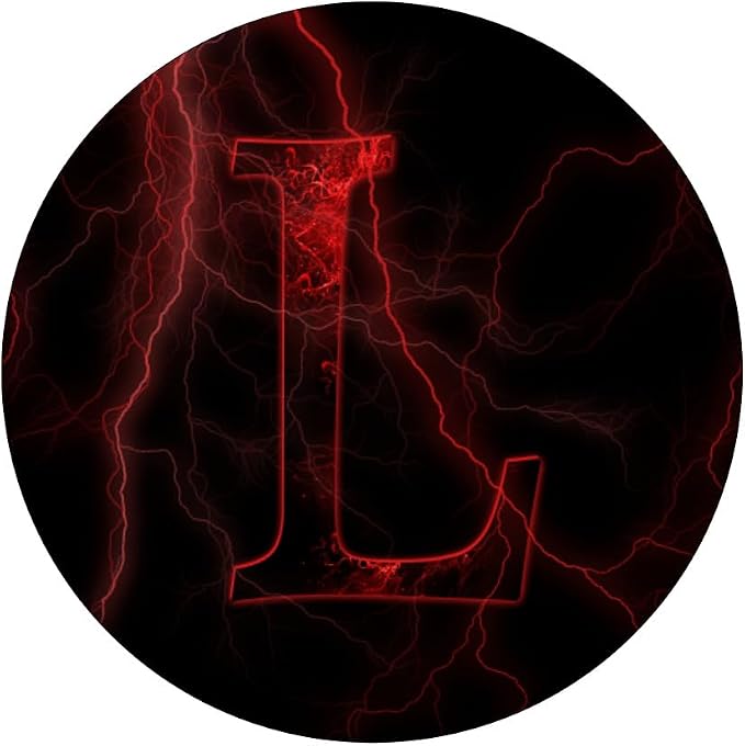 Red Lightning abstract Letter L Monogram on black PopSockets Adhesive PopGrip