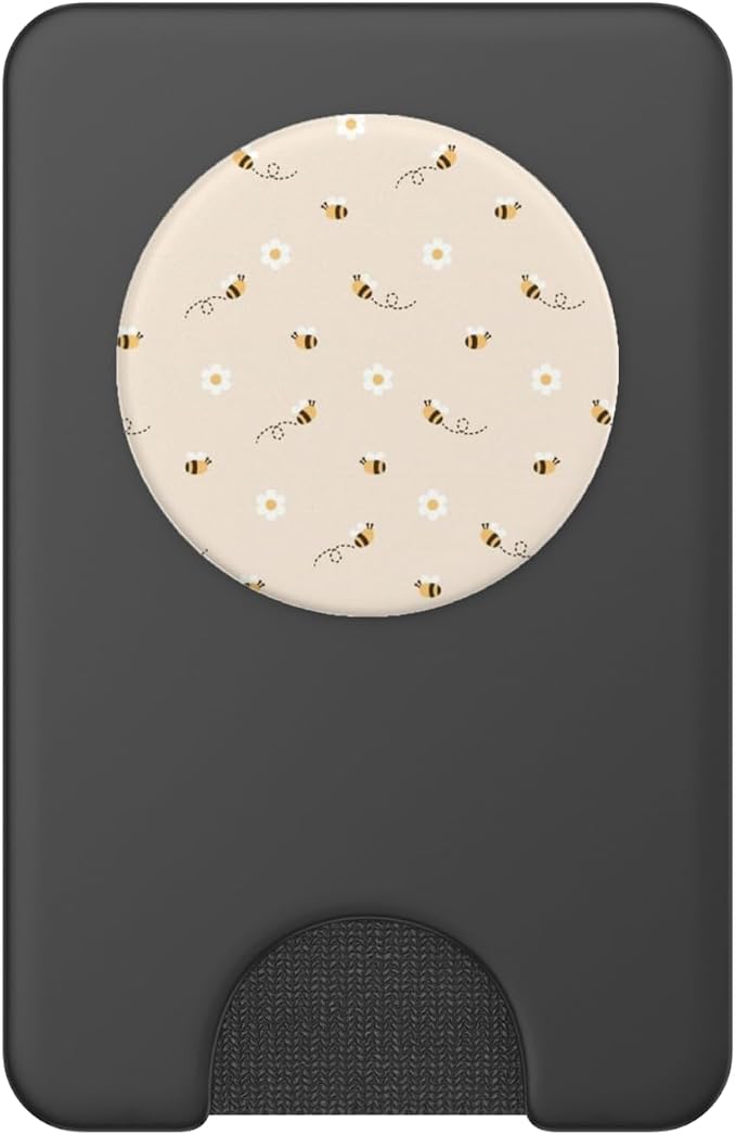Beige Bee Daisy Floral Pattern PopSockets PopGrip for MagSafe