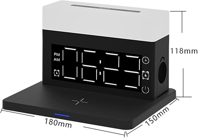 IHAO 3in1 Multifunctional Foldable Wireless Charging Station with LED Ambient Night Light Fast QC3.0 Charger for Phone iWatch Headphone Space-Saving Auto-Shutoff &amp Overcharge Protection-Black