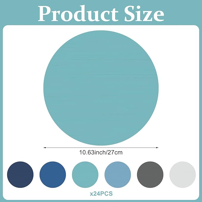 24 Pack Dry Erase Dots Circles Colorful 10 Inch Removable White Board Marker Wall Sticker Decals Painted Wood Design Spots Set for Classroom Teachers Students Tables Desk (Blue Color)