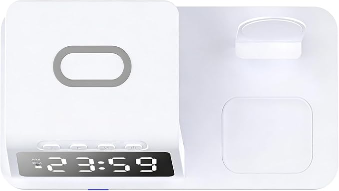 Vikye 3 in 1 Wireless Charging Station Fast Desk Charger 15W for Smartphones Smartwatches and Earphones (HT-506 White)