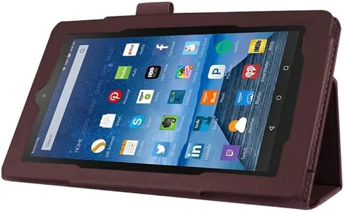 Tablet Cover for Amazon Kindle Fire 7 5th Generation(Model:SV98LN2015 Release)Ultra Slim Folio Stand Lightweight Leather Case for Kindle Fire HD7 5th Gen 7 (Li-Brown)