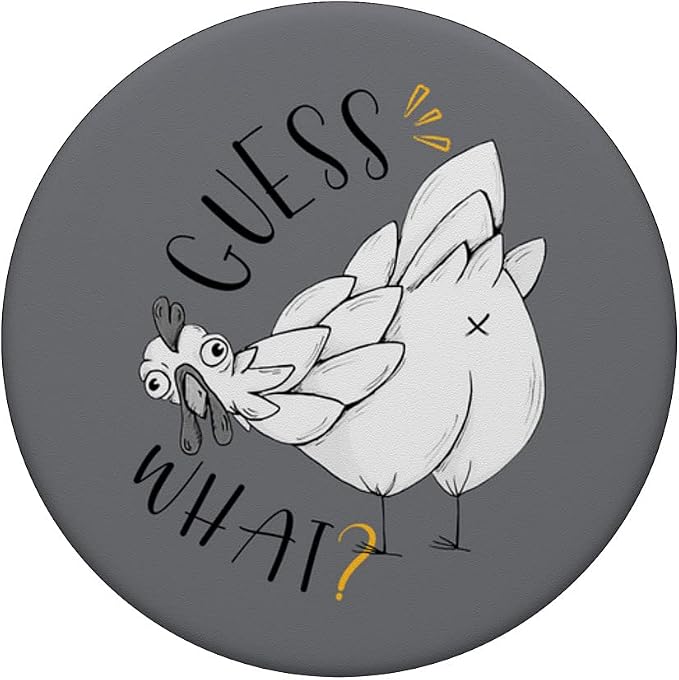 Guess What Chicken Butt Funny Dad Joke Pun Meme Humor Gray PopSockets Swappable PopGrip
