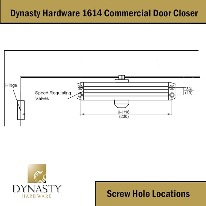 Dynasty Hardware Door Closer, Grade 1 Heavy Duty Commercial Hydraulic Closer, Self-Closing, Adjustable Spring Size 1-4, ADA Compliant, Surface Mount, Sprayed Aluminum, Series 1614