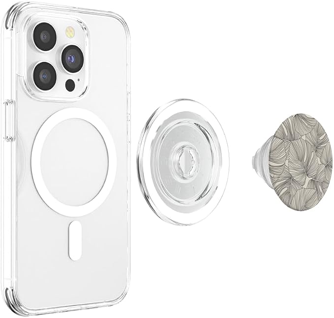 Modern Minimalist Neutral Tropical Monstera Leaf Design PopSockets Adhesive PopGrip