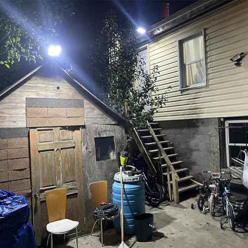 Solar Street Lights Outdoor Waterproof, 80000LM, Dusk to Dawn Solar with Motion Sensor and Remote Control, LED Flood Light, Luces solares para exteriores, Suitable for courtyards, Garage (2-pack)