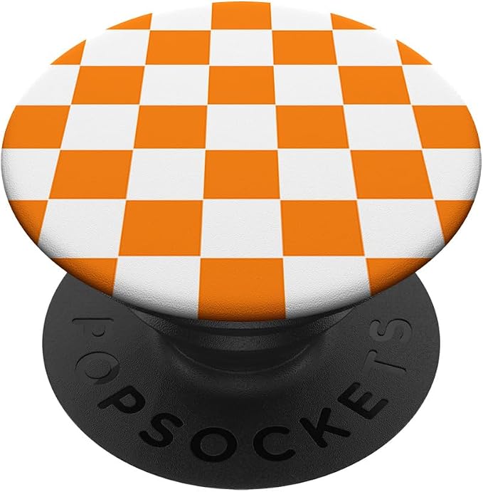 Checkered Orange and White Checkerboard Pattern Design Gift PopSockets Adhesive PopGrip