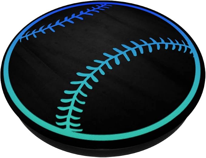 Turquoise Teal Blue Baseball Softball On a Black PopSockets Adhesive PopGrip