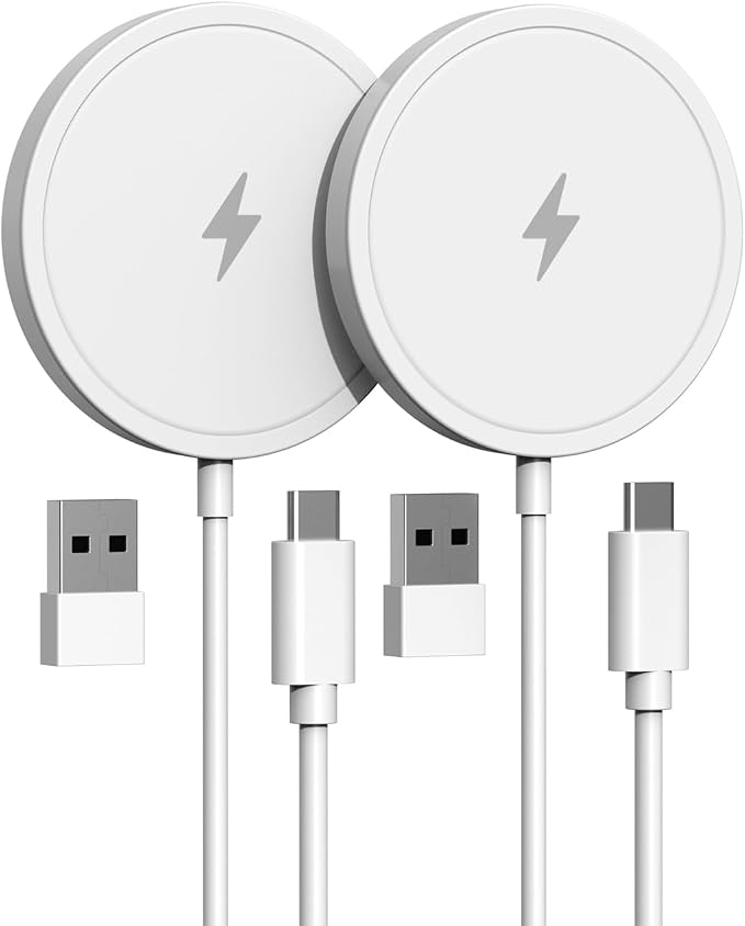 Magnetic Wireless Charger for iPhone 15W Fast Mag Safe Charger 2 Pack Charging Pad Compatible with iPhone 17/16/15/14/13/12 Series and Air - Pods 3/2/Pro 2/Pro Black