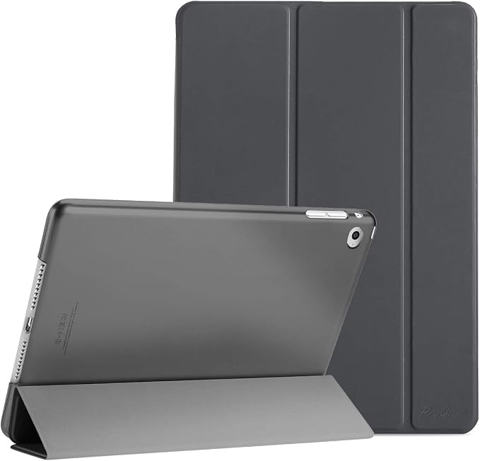 ProCase Slim Stand Case for iPad Air 2nd Gen 2014 Black | Fits Models A1566 / A1567 Ultra Slim Lightweight Protective Shell Translucent Frosted Back