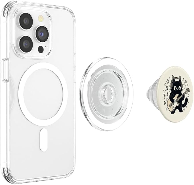 Black Cat Guitar Music Book Lover Bookish Librarian Reading PopSockets PopWallet for MagSafe