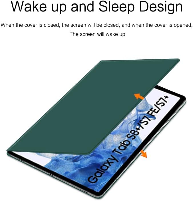 Magnetic Case for Galaxy Tab S8 Plus 12.4 inch 2022/Galaxy Tab S7 FE 2021/Galaxy Tab S7 Plus 2020 with Pen Holder Lightweight and Slim Magnetic Stand Case with Auto Sleep/Wake Black