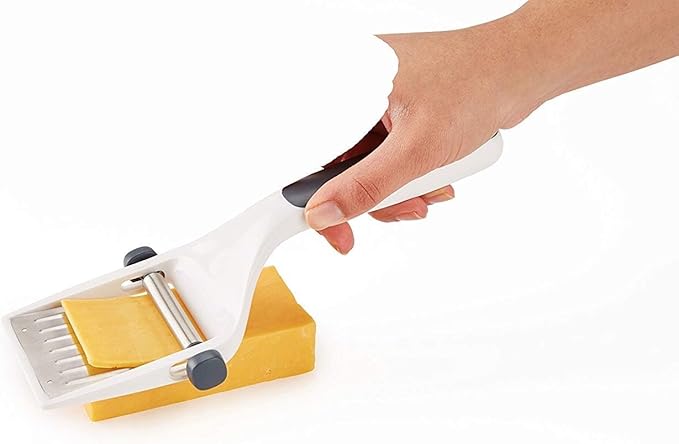 Zyliss Dial & Slice Cheese Slicer - Adjustable, Handheld Cheese Slicer with Stainless Steel Edge and Ergonomic Handle - White