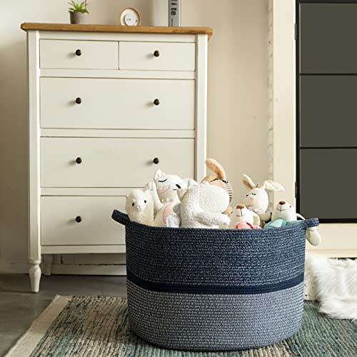 R RUNKA Extra Large Storage Basket - Soft Woven Organizer, 22" x 14" - color: Blue